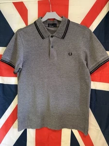 Mens Fred Perry TWIN TIPPED Shirt Short Sleeve LIGHT BLUE/NAVY Good Condition - Picture 1 of 12