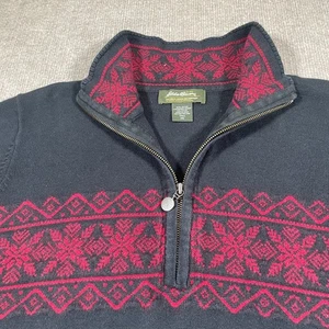 Eddie Bauer Pullover Sweatshirt Damen Größe XL Tall Weihnachten Schneeflocke 1/4 Zip - Bild 1 von 9