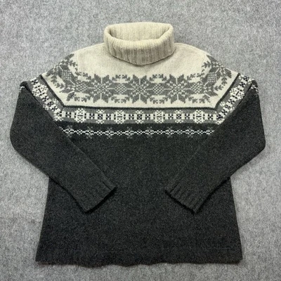 Vtg 90s Gap Fair Isle Turtleneck Sweater Women’s Large Gray Nordic Hong Kong L - Image 1 of 4