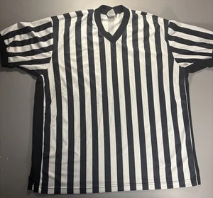 Camisa de árbitro atlética Dalco vintage para hombre 2XL negra blanca a rayas cuello en V EE. UU. - Imagen 1 de 12