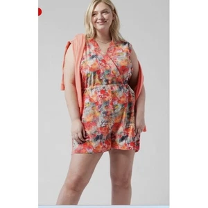 Athleta Marlow Strampler federleicht Stretch Blumenmuster groß Reise schnelltrocknend - Bild 1 von 9