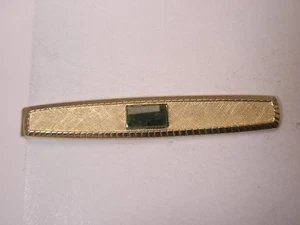 1-13/16" Genuine Green Jade Cabochon Vintage SWANK Tie Bar Clip simple design - Picture 1 of 5