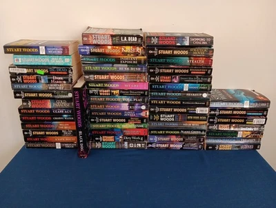 Stuart Woods DETECTIVE STONE BARRINGTON Series Lot of 50 Paperback + HC Books Foto 1 de 3