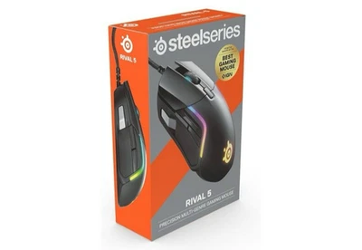 BRAND NEW SEALED STEEL SERIES Rival 5 RGB Precision Optical Gaming Mouse Black - Image 1 of 4