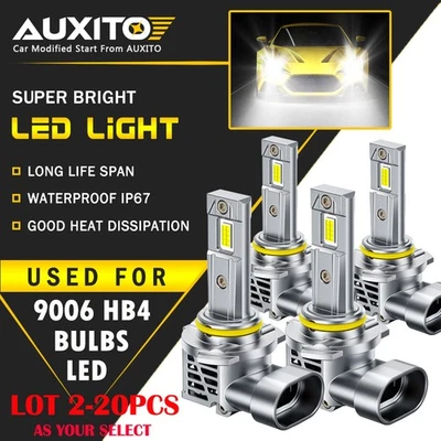 2-20X Super Bright HB4 9006 LED Headlight Kit Bulb High Low White 30000LM M6S EE - Image 1 of 4