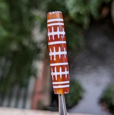 Vintage Etched Carnelian Agate Bead Amulet - Image 1 of 4