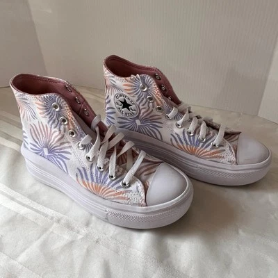Converse Shoes Womens 8 Chuck Taylor All Star Move Hi Platform Sneakers Floral - Image 1 of 4