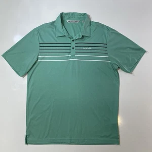 Travis Mathew Golf Polo Shirt Men’s Large Teal Green Stripe Logo Performance - Picture 1 of 7