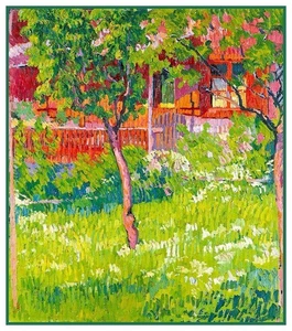 The Cottage in Spring Landscape Giovanni Giacometti Counted Cross Stitch Chart - Picture 1 of 3