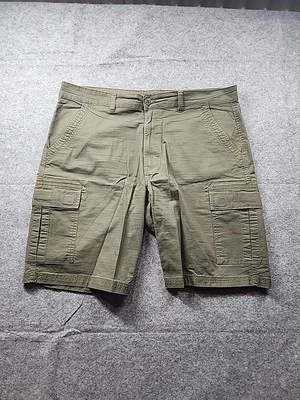 DKNY Mens 36 Cargo Shorts Dark Green Solid Pockets Chino Stretch  - Image 1 of 4
