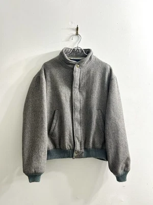 VTG 80s Woolrich Wool Bomber Jacket Teal Ribbing Made In USA L - Image 1 of 4