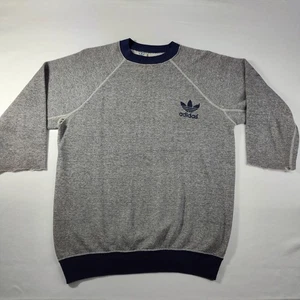 Vintage Adidas Trefoil Logo Thrashed Sweatshirt Oberteil grau dünn L - Bild 1 von 13