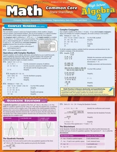 Math Common Core Algebra 2 11Th Grade QuickStudy Laminated Reference Guide - Picture 1 of 1