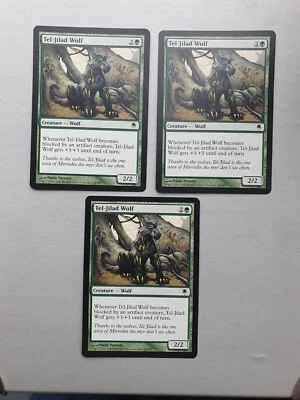 Tel-Jilad Wolf x3 , MTG Darksteel (2004) Common Green Creature NM - Image 1 of 2