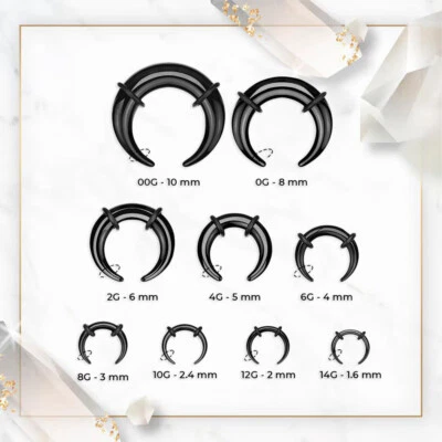 Pinza de acrílico en forma de C Buffalo Crescent Septum conos 14 g hasta 00 g paquete de 9 Foto 1 de 4