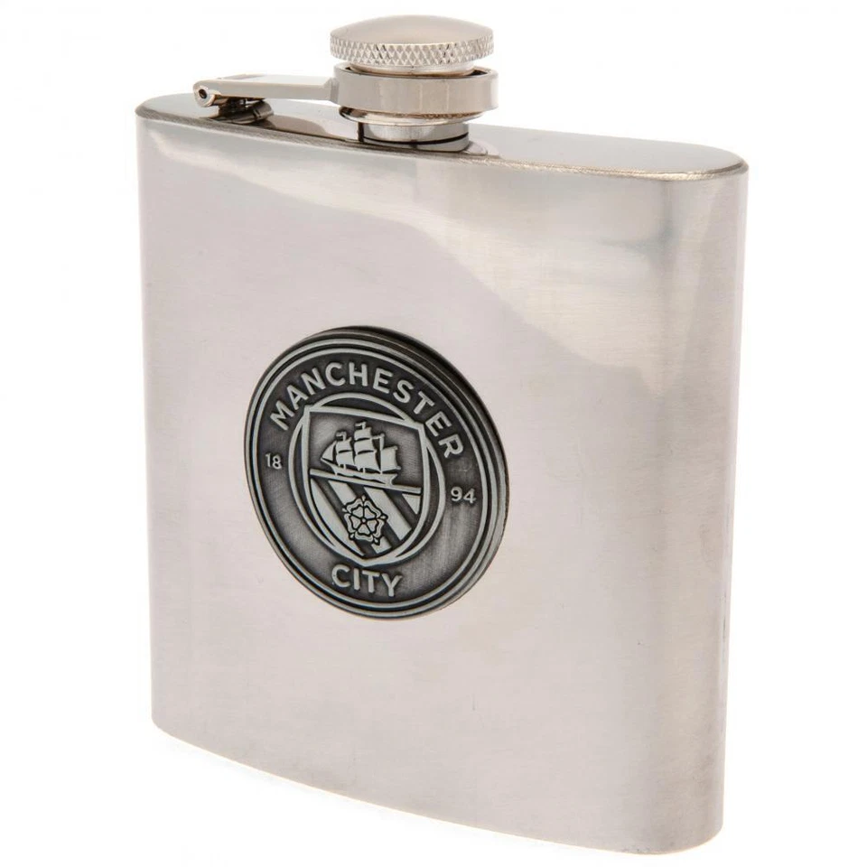 Manchester City Man FC 6oz Stainless Steel Hip Flask Antique Style