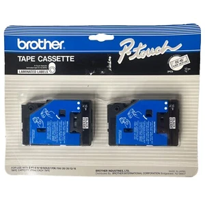Brother TC 10 laminierte Etiketten Bandkassette für P-Touch (Doppelpack) 12 mm - 1/2 Zoll - Bild 1 von 2