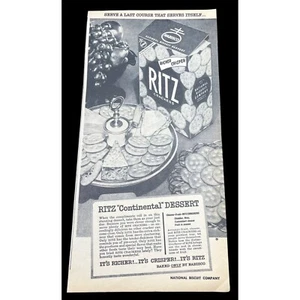 Nabisco Ritz Crackers Vintage Print Ad 50s Continental Dessert Recipe - Bild 1 von 4