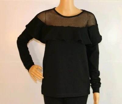 Jessica Simpson Sudadera Negra con Red en Hombros, Pecho. Talla XS. Nuevo sin etiquetas Foto 1 de 4