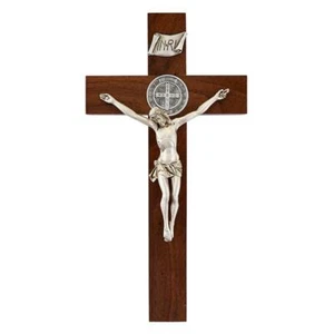 Crucifix Saint-Benoît taille 12 pouces H un trou de serrure dans le dos pour une suspension facile - Photo 1 sur 1