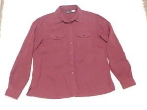 Women's Laura Scott Burgundy Blouse Size M Long Sleeve Button Up - Picture 1 of 2