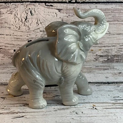 OMC Hand Painted Elephant Coin Bank Ceramic Figurine Vintage Home Decor Japan - Image 1 of 4