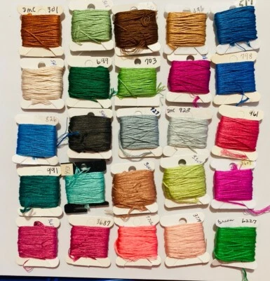 DMC Embroidery Floss Lot of 25 Carded Assortment #21 - Image 1 of 4