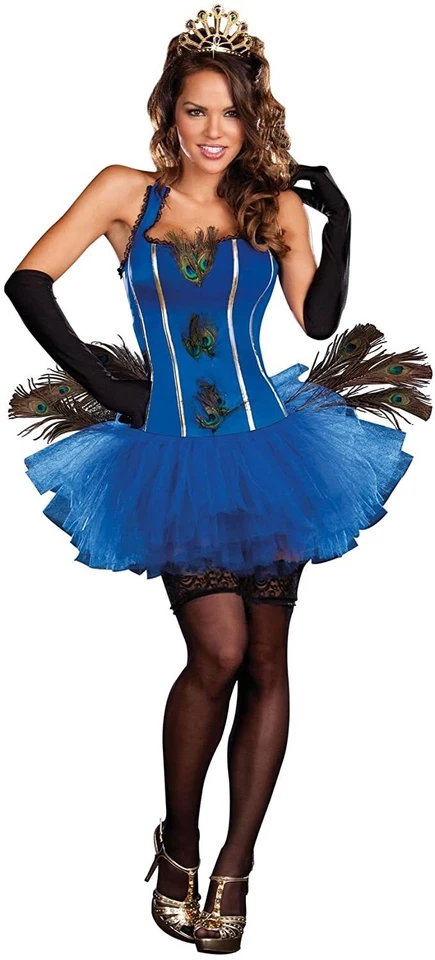 Royal Peacock Adult Costume w/Corset, Tutu & Tiara - Women's Medium - Image 1 of 1