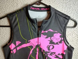 PEARL IZUMI WOMEN'S SLEEVELESS CYCLING SHIRT JERSEY BLACK PINK XS 3306 - Picture 1 of 5