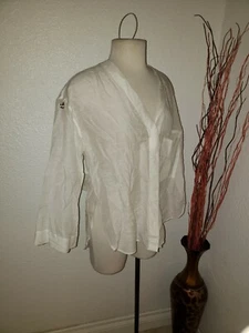 Helmut Lang White Cotton silk bl Long Size S Long Sleeve Blouse Top Tunic Womens - Picture 1 of 8