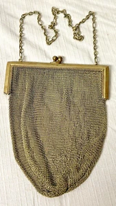 Antiguo bolso de mano de malla plateada alemán Art Nouveau decorativo de niña aleta años 20 W&D - Imagen 1 de 8