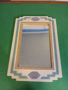 VTG Home Interiors USA Turquoise Southwest Aztec Mirror 17"x11" Navajo Pueblo - Picture 1 of 8