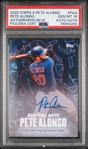 2020 Topps X Pete Alonso Auto 56/99 - PSA GEM MINT 10 - POPULATION 1