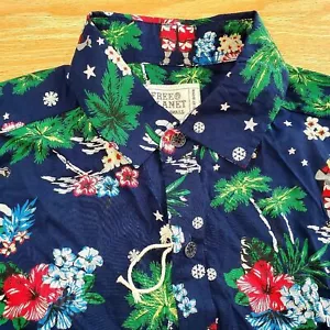 New no Tag Free Planet Tropical Santa Hawaiian Party Shirt Short Sleeve Mens S - Picture 1 of 3