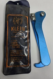 Klein & Sons Cinta de Peces Cable Eléctrico Tirador de Alambre Mango Azul Aluminio De Colección - Imagen 1 de 6