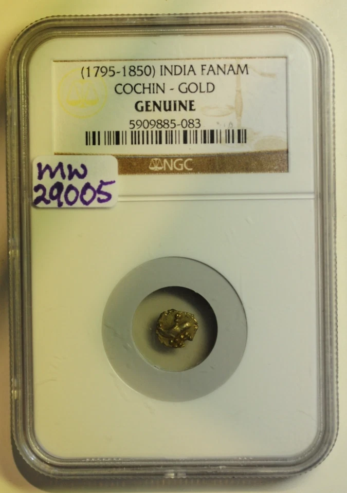 mw29005 Cochin India Gold Fanam no date 1795 - 1850  NGC Genuine - Image 1 of 2