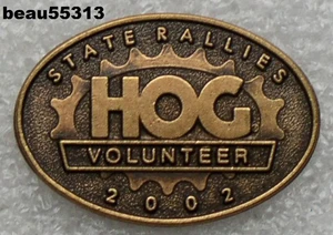 ⭐2002 HARLEY DAVIDSON OWNERS GROUP HOG CHAPTER STATE VOLUNTEER VEST JACKET PIN - Picture 1 of 1