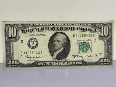 1963 A $10 FEDERAL RESERVE NOTE NEW YORK NY UNCIRCULATED FR 2017-B Free Shipping - Image 1 of 4