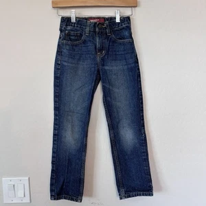 Arizona Boy's Youth Size 8 Slim Adjustable Waist Denim Blue Jeans - Picture 1 of 6