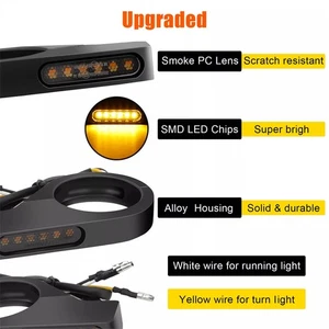 2x Front Motorcycle 39-41mm Fork LED Turn Signal Light Indicator Amber White DRL - Picture 1 of 10