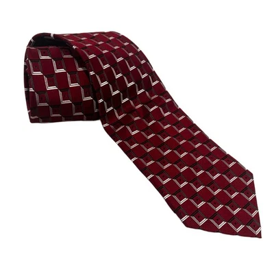 Corbata de seda geométrica borgoña Valerio Garati para hombre 59 pulgadas negocios silenciosa lujo Foto 1 de 4