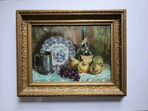 Antique oil painting Signed Still Life framed Decorative Original Gilt Frame - Picture 1 of 10