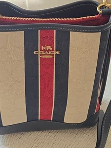 Coach Signature Handtasche 2WAY Schultertasche Handtasche Canvas Navy Blau CA178 Damen - Bild 1 von 13