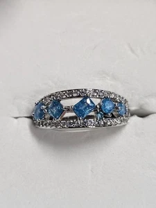 Bomb Party Ring Sz 6 The Lainey Ring Aqua Blue Ice Crystal Rhodium Rbp7592 - Picture 1 of 5