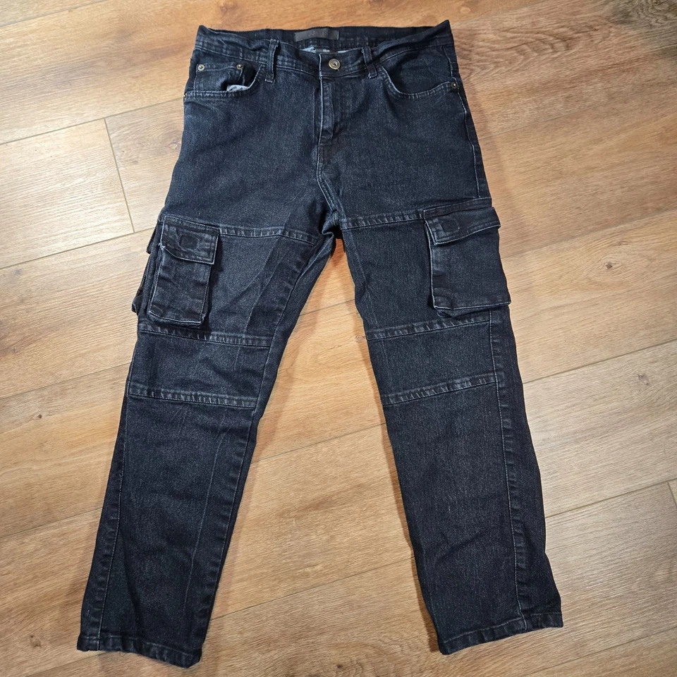 GS-115 Jeans Women’s Size 14 Black Distressed Denim Premium Casual Logo Pockets Foto 1 de 4