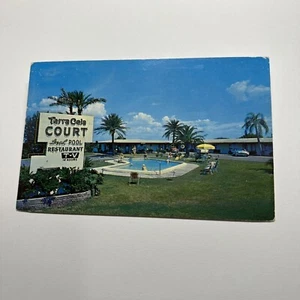 Terra Ceia Court And Cardinal Restaurant Pool Winter Haven Florida Postcard 1959 - Picture 1 of 2