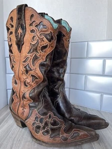 Corral Vintage C1933 braune Damen-Cowboystiefel mit Ledereinlage und durchbrochener Zehenpartie 9,5 M - Bild 1 von 18