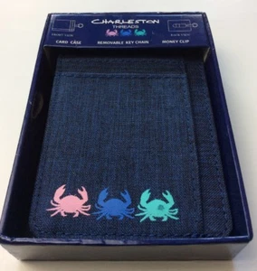 Charleston Threads Geldklammer & Schlüsselanhänger neu 34,99 $ jeansblau Krabben Geschenk Neu im Karton - Bild 1 von 12