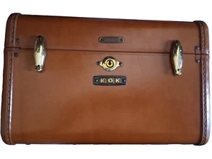 Vintage Samsonite Schwayder #4612 CON VASSOIO marrone bagaglio trucco treno custodia rigida - Foto 1 di 10