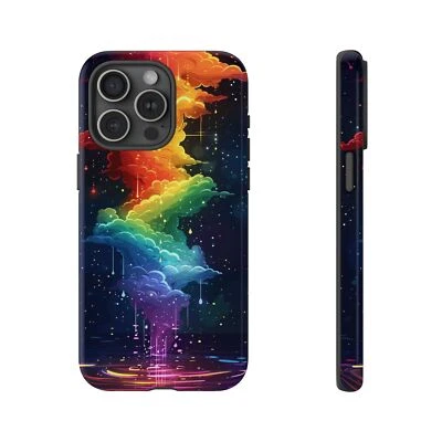 For iPhone / Galaxy / Pixel | Phone Ink Case - Rainbow Colorful Rain Clouds - Image 1 of 4